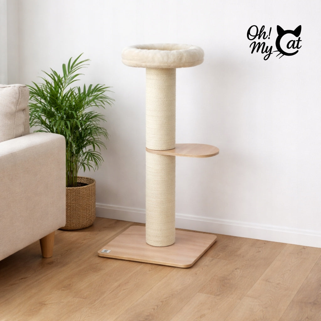 Cat Scratcher 105cm LARGE Tower Bed Natural Wooden THICK Post Packaging status original
