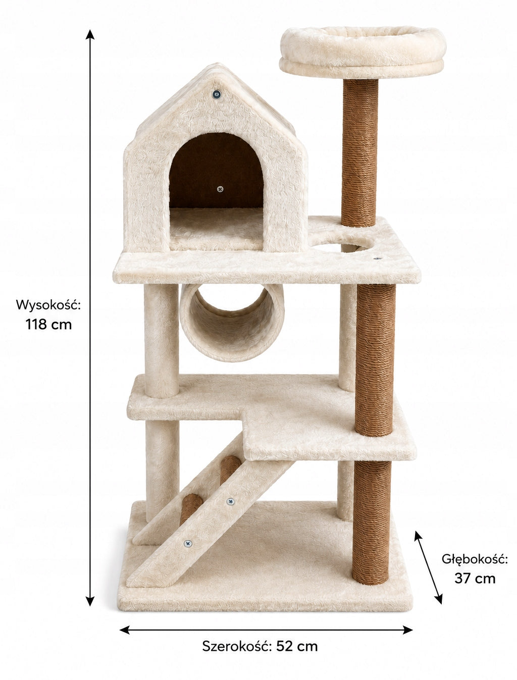Cat Scratcher 4 Levels Lair Cottage Stable Tower 118cm Petify Manufacturer code PF-D04LG