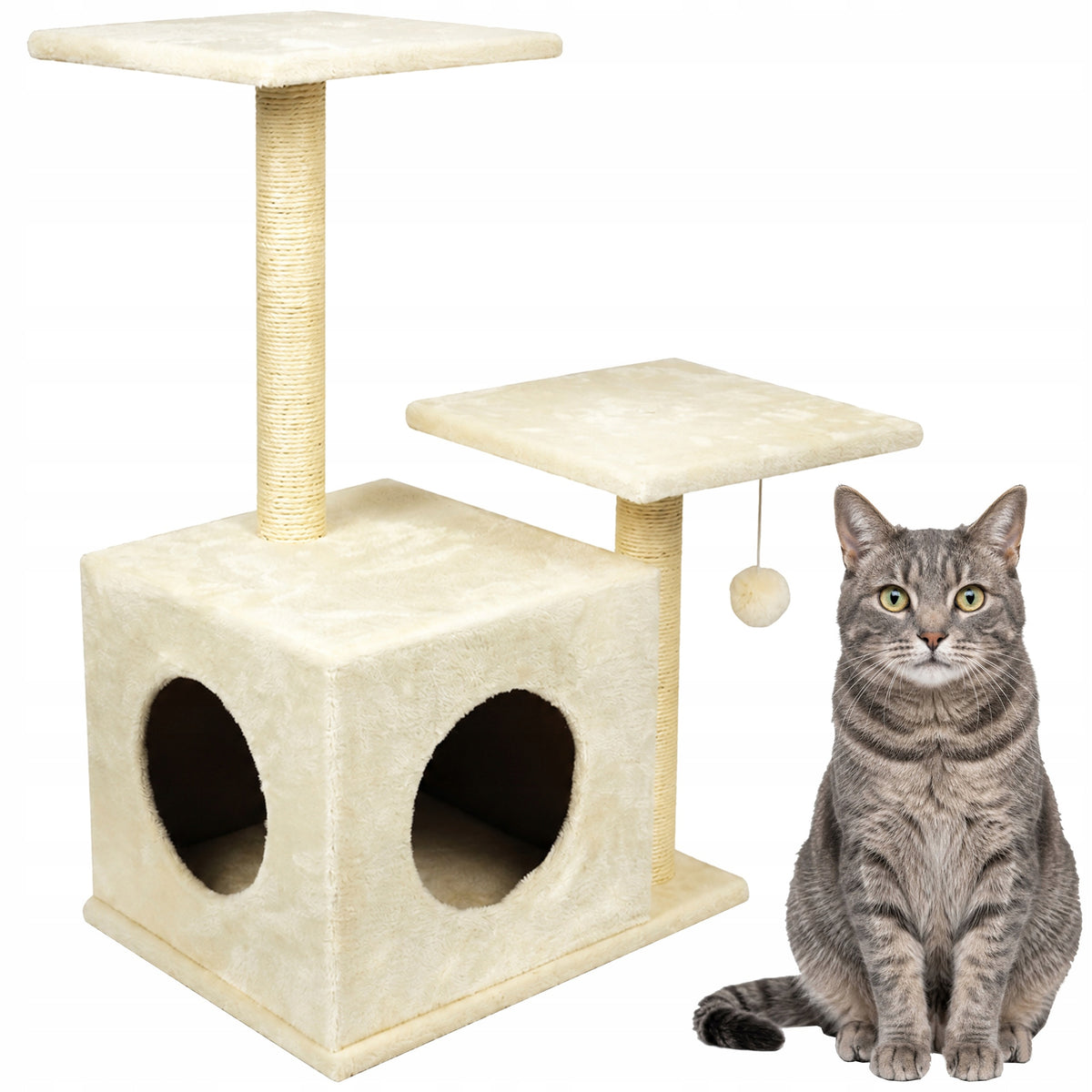 Cat Scratcher 71cm 4 Levels Cat Bed Cottage Post Toy Posts
