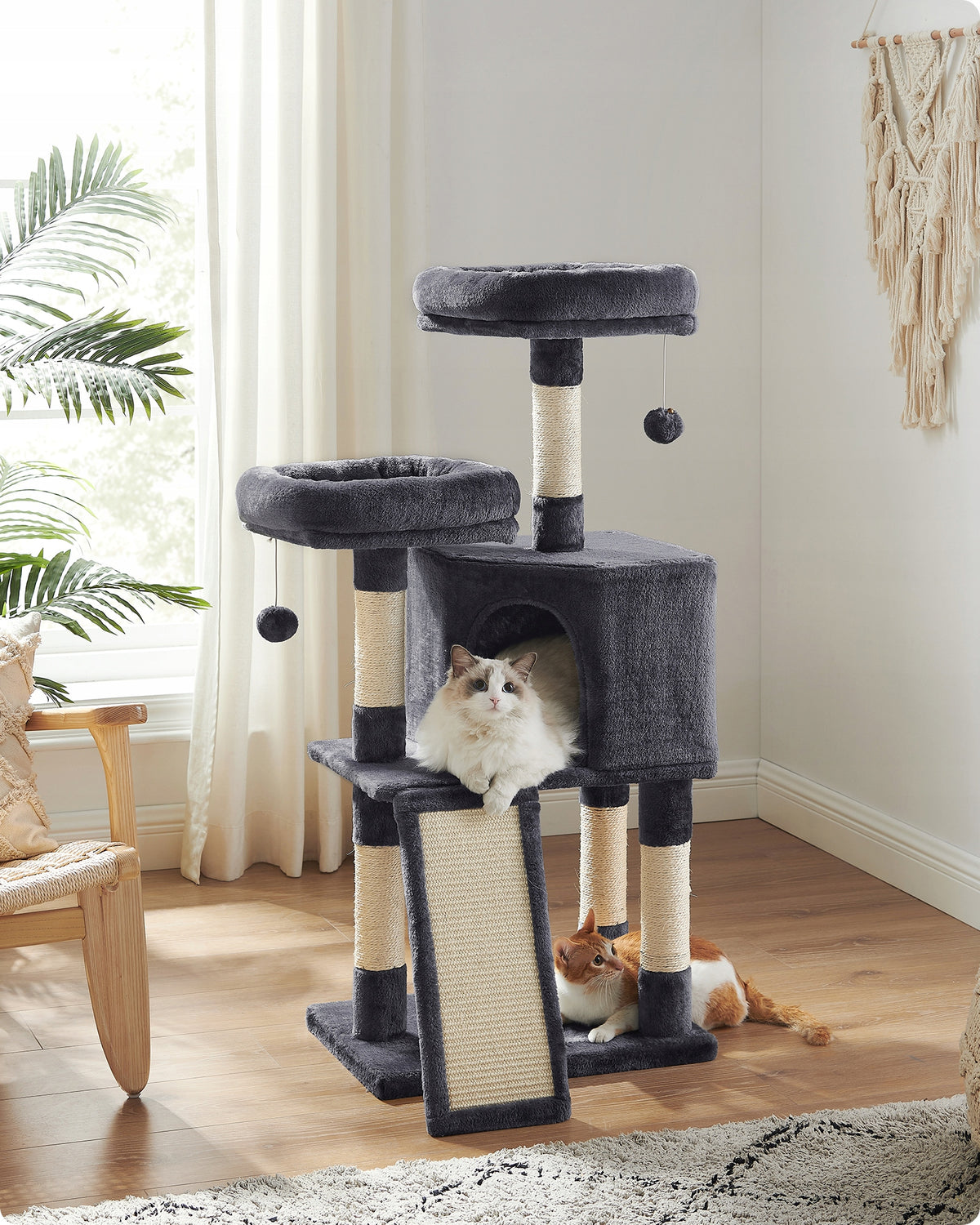 Cat Scratcher Bed House Post Large Grey Tree with Toys Packaging status original