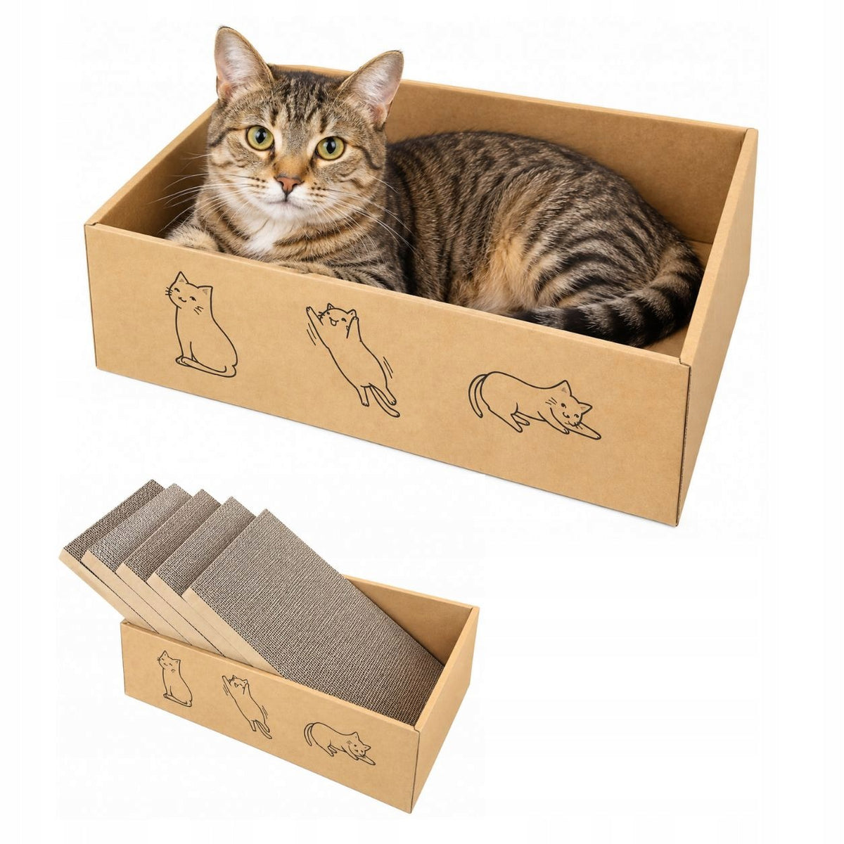 Cat Scratcher Carton Bed 42 cm Cardboard Sofa Cottage With Carton 11