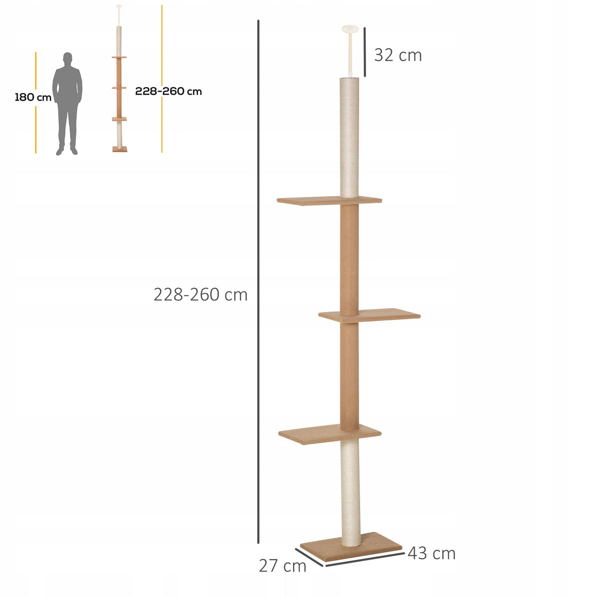 Cat Scratcher Ceiling Climbing Tree High 228-260cm Strong Manufacturer code D30-296V03BN