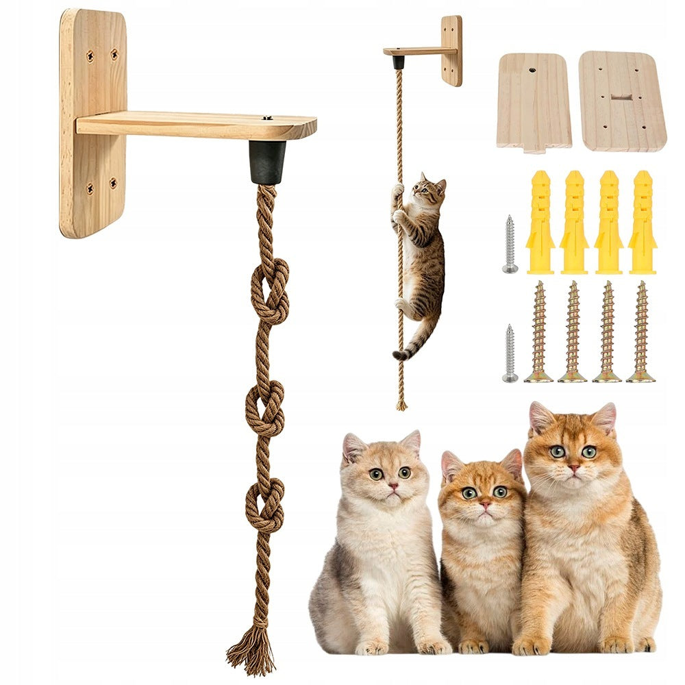Cat Scratcher Jute Twine Wall Rope 1,3m With Wooden Brackets