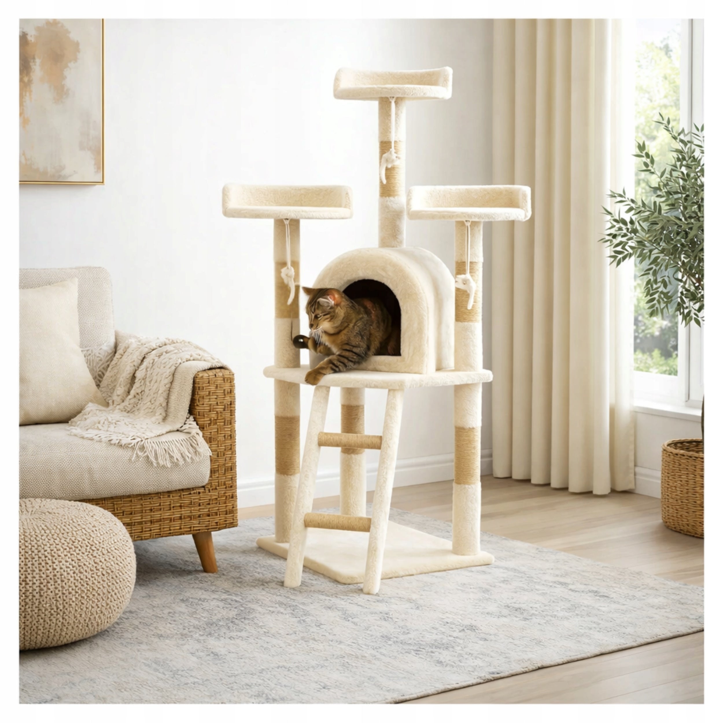 Cat Scratcher Large High Tower Fishing Rod Bed Cottage Post Toy D120 Number of levels 5