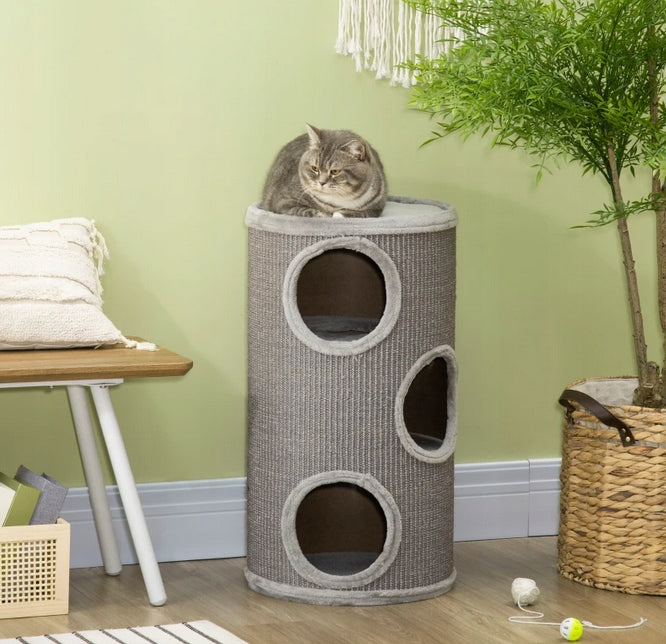 Cat Scratcher Post Tower Tube Bed and Hideout with Sizalem 70cm Height (cm) 61 - 100 cm