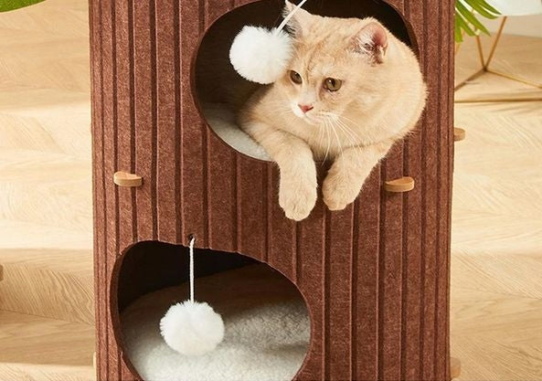 Cat Scratcher Premium XXL 3 Levels Cat Tower Cottage Bed Length 90 cm