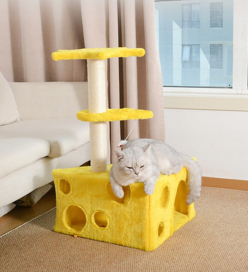 Cat Scratcher Tree Tower Cheese Shape Scratching Post Cottage 3 Level 73cm