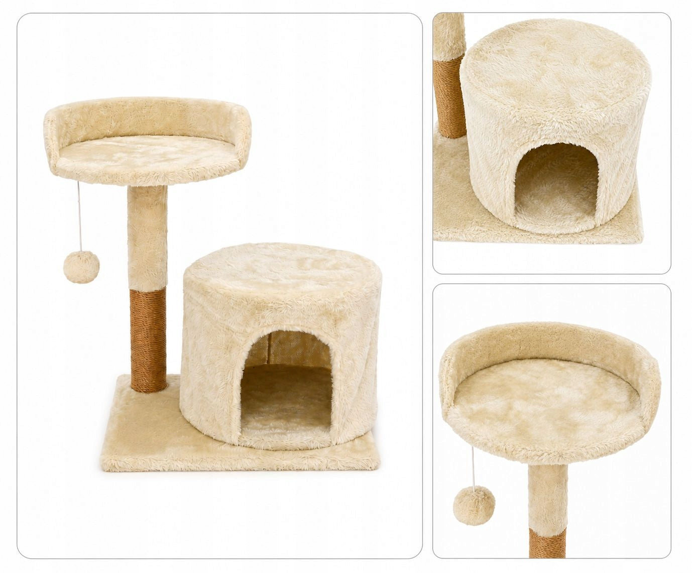 Cat Scratcher with Bed and House Puffi–Tower, Booth and Sisal Post