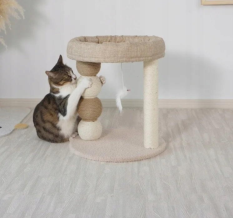 Cat Scratcher with Bed and Scratching String, Height 45 Cm Quality Manufacturer code Drapaki dla kota słupek do drapania 45cm