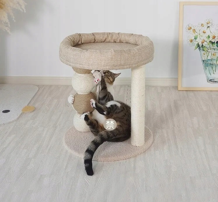Cat Scratcher with Bed and Scratching String, Height 45 Cm Quality Packaging status original