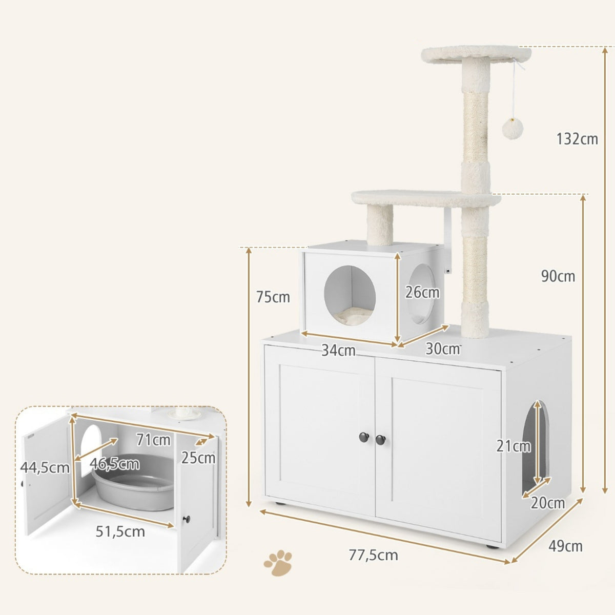 Cat Scratcher with Litter Box Cabinet Cat Bed Height (cm) other