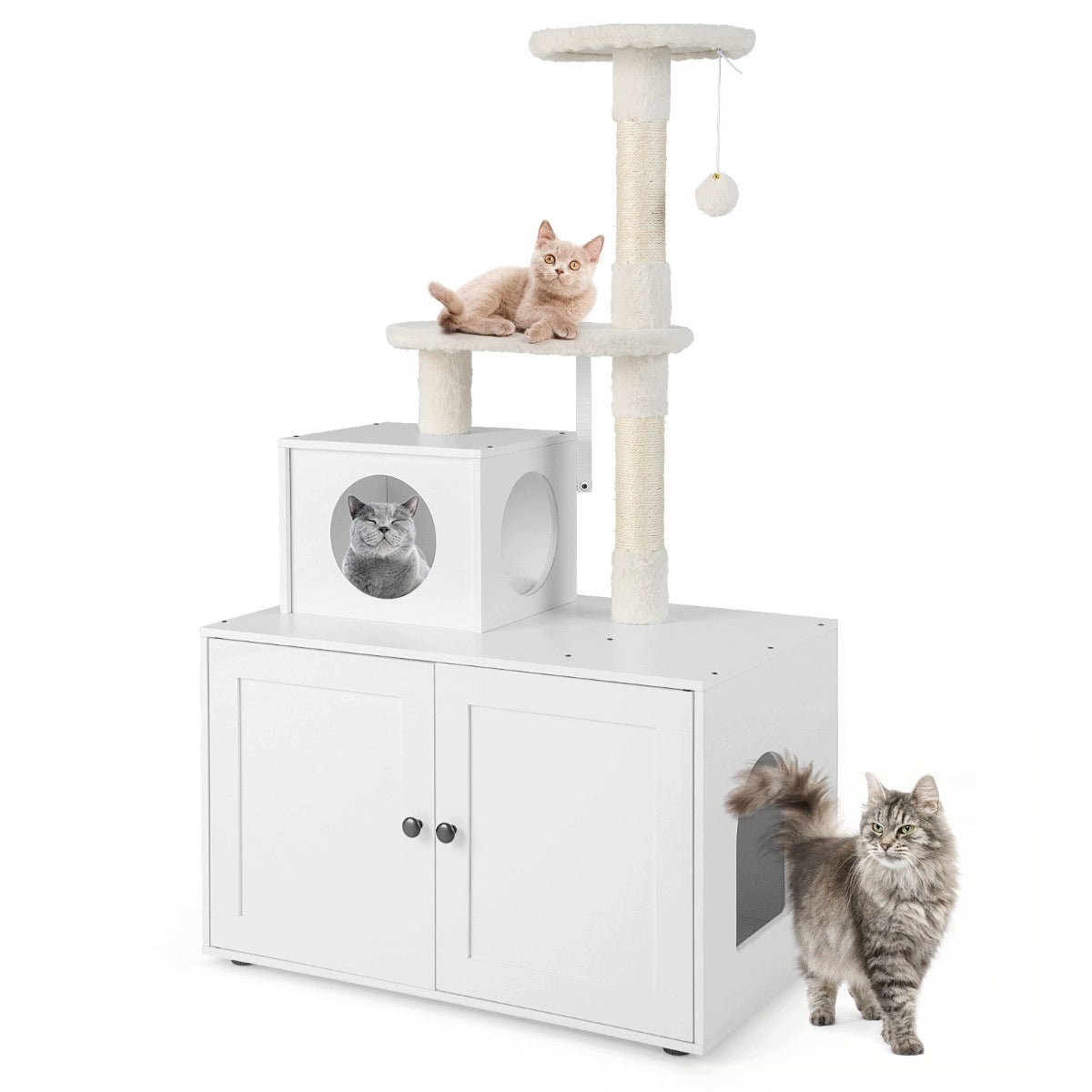 Cat Scratcher with Litter Box Cabinet Cat Bed