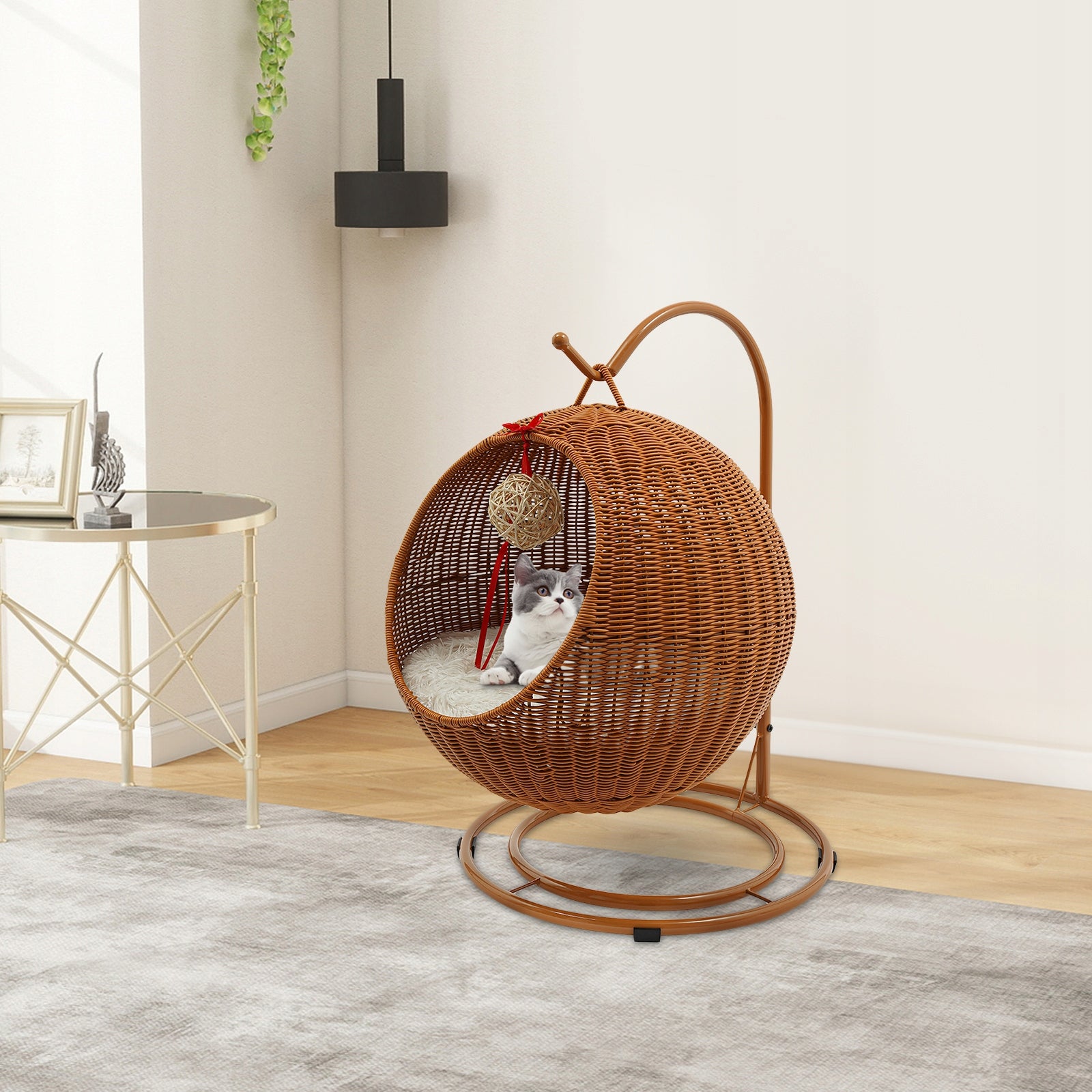 Cat Swing Cat Basket with Soft Cushion Cooling Bat Cat Scratching Board Length 66 cm