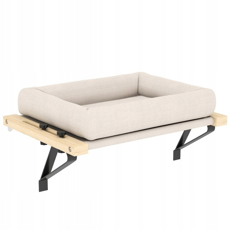 Cat bed for window sill heater wooden frame cream