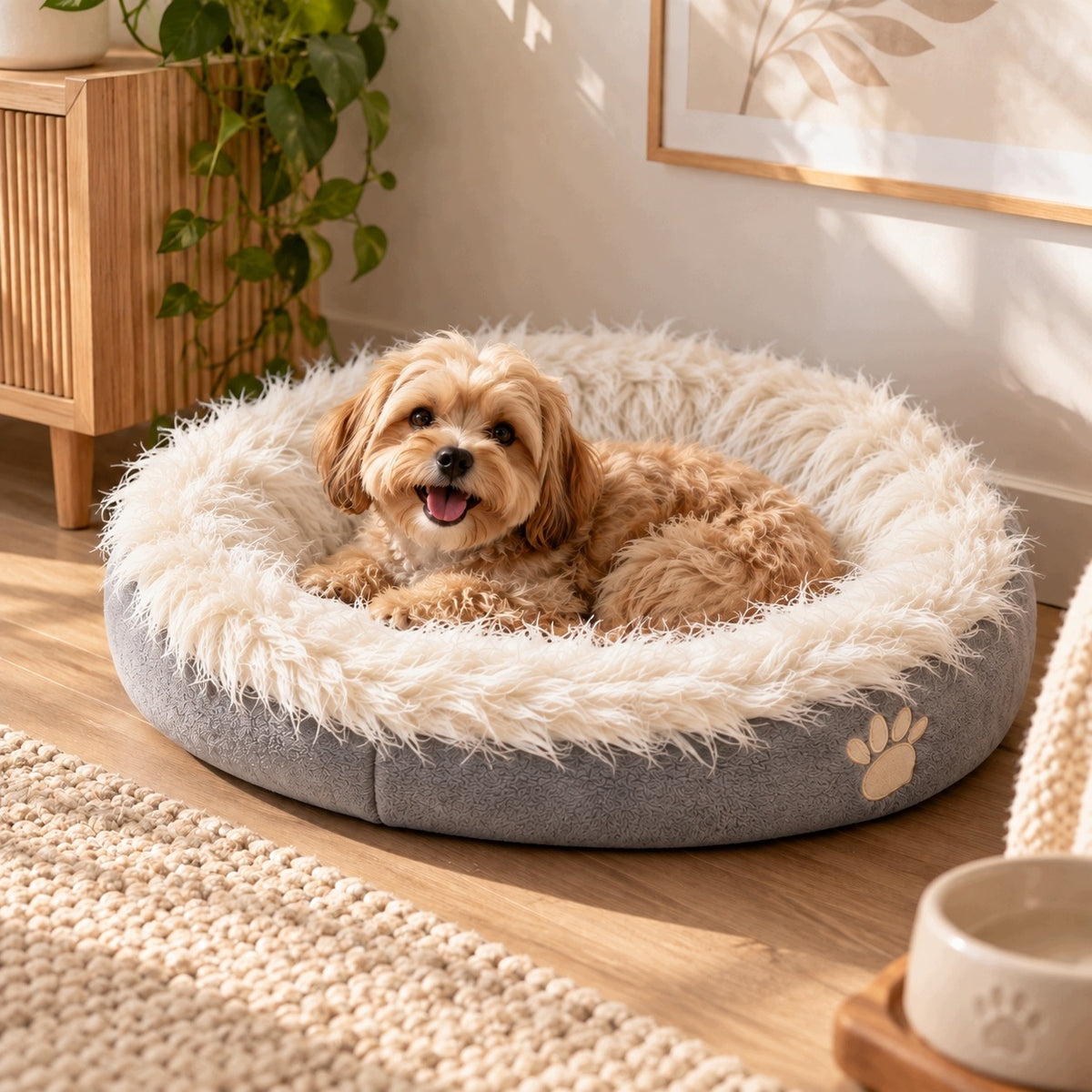 Cat dog bed couch pillow grey soft XL 55x65 cm