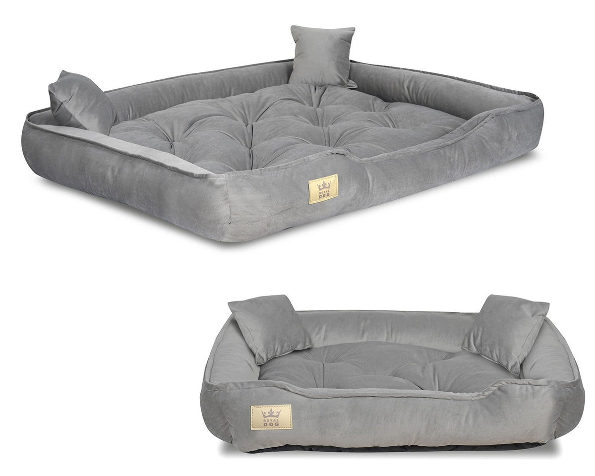 Cat dog bed playpen 100x75 cm ROYAL DOG velour grey