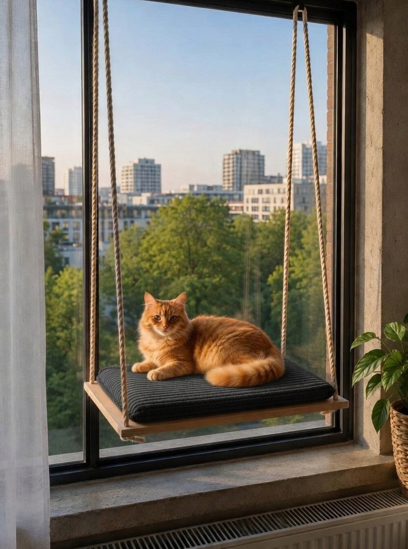 Cat hammock for window. PREMIUM. Mattress Corduroy Fastening. SET. 50cm Brand no brand