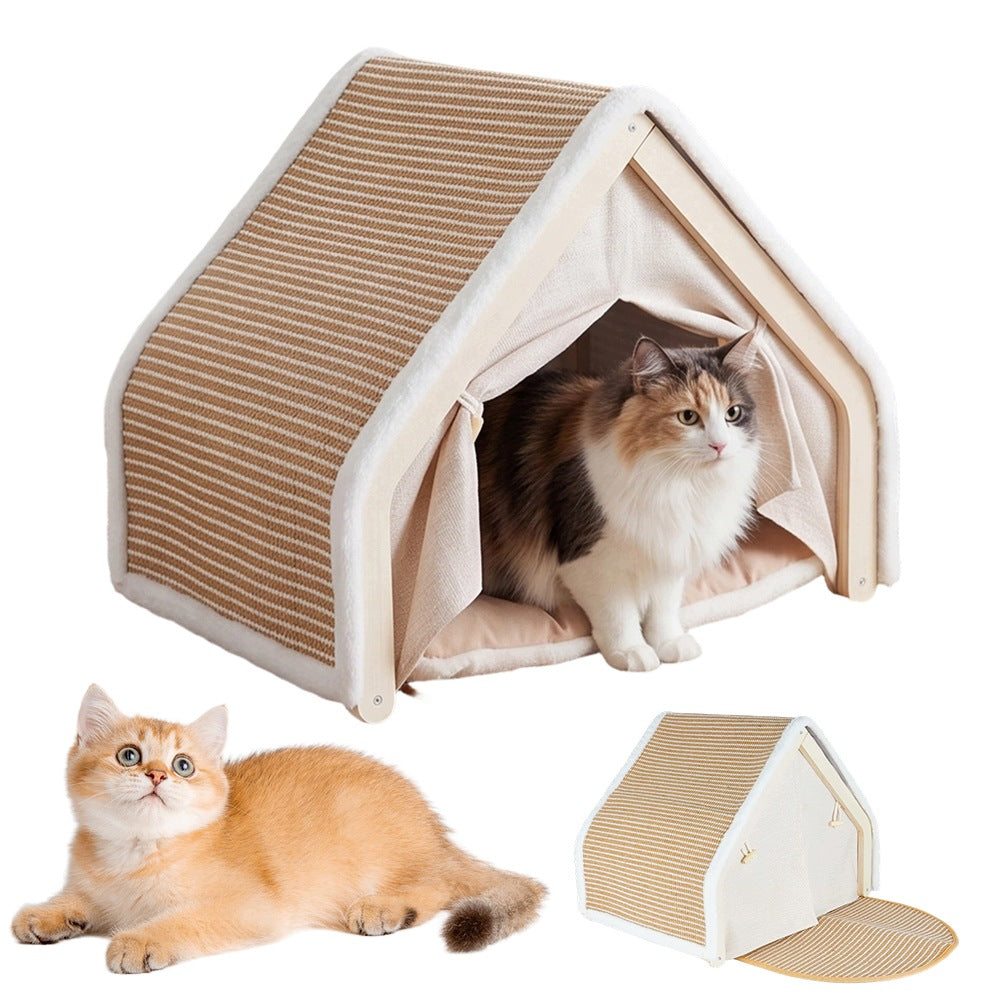 Cat house, house and scratching post in one – scratching post with sisal cover Packaging status original