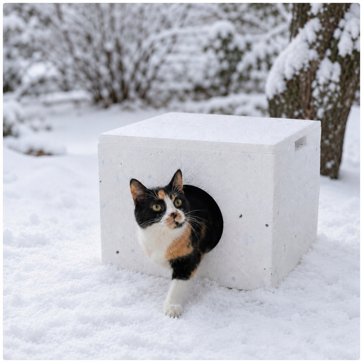 Cat house outside Styrofoam booth 39x39x30 cm shelter winter Packaging status original