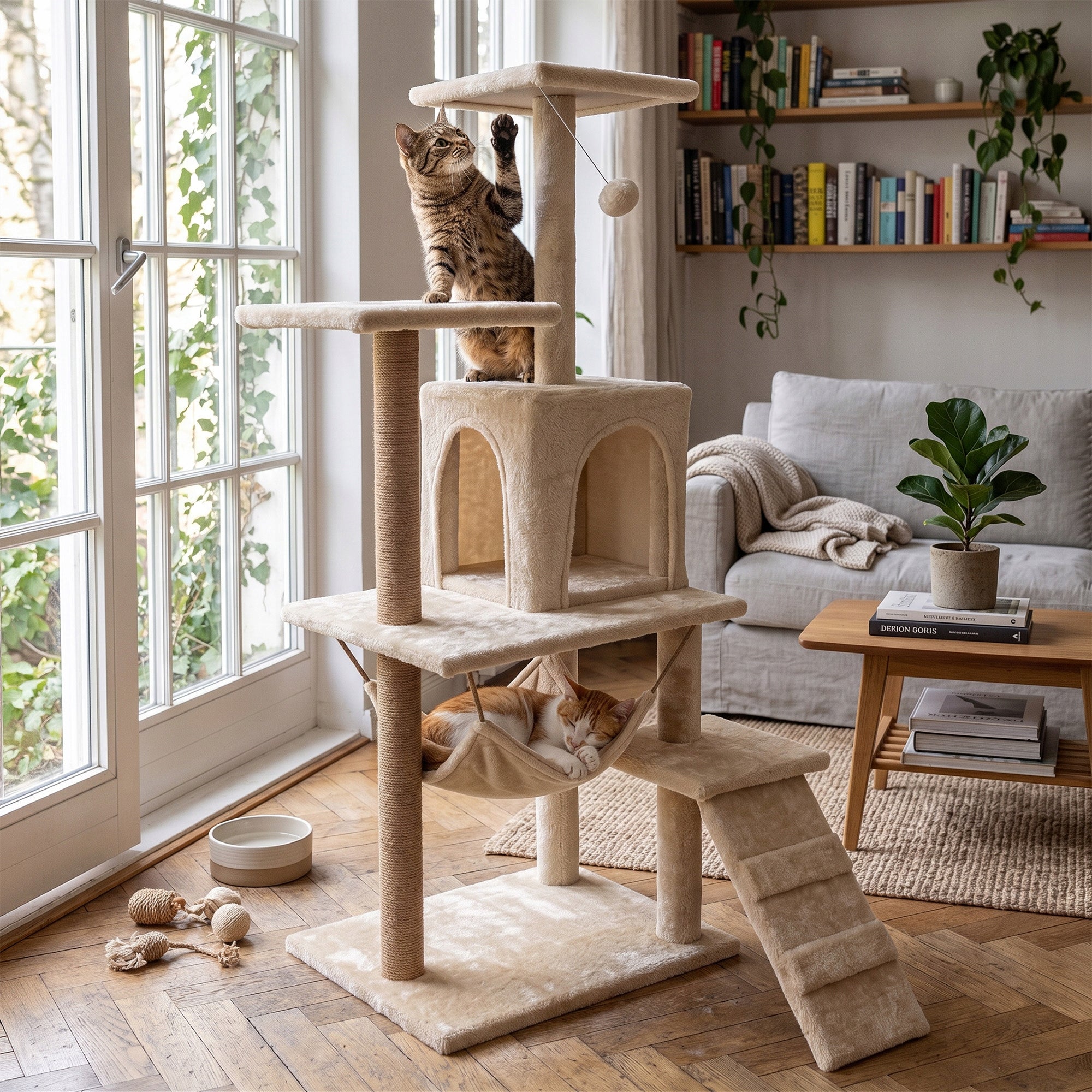 Cat scratcher 6 levels high house bed with toy Mersjo - 125cm Brand Mersjo