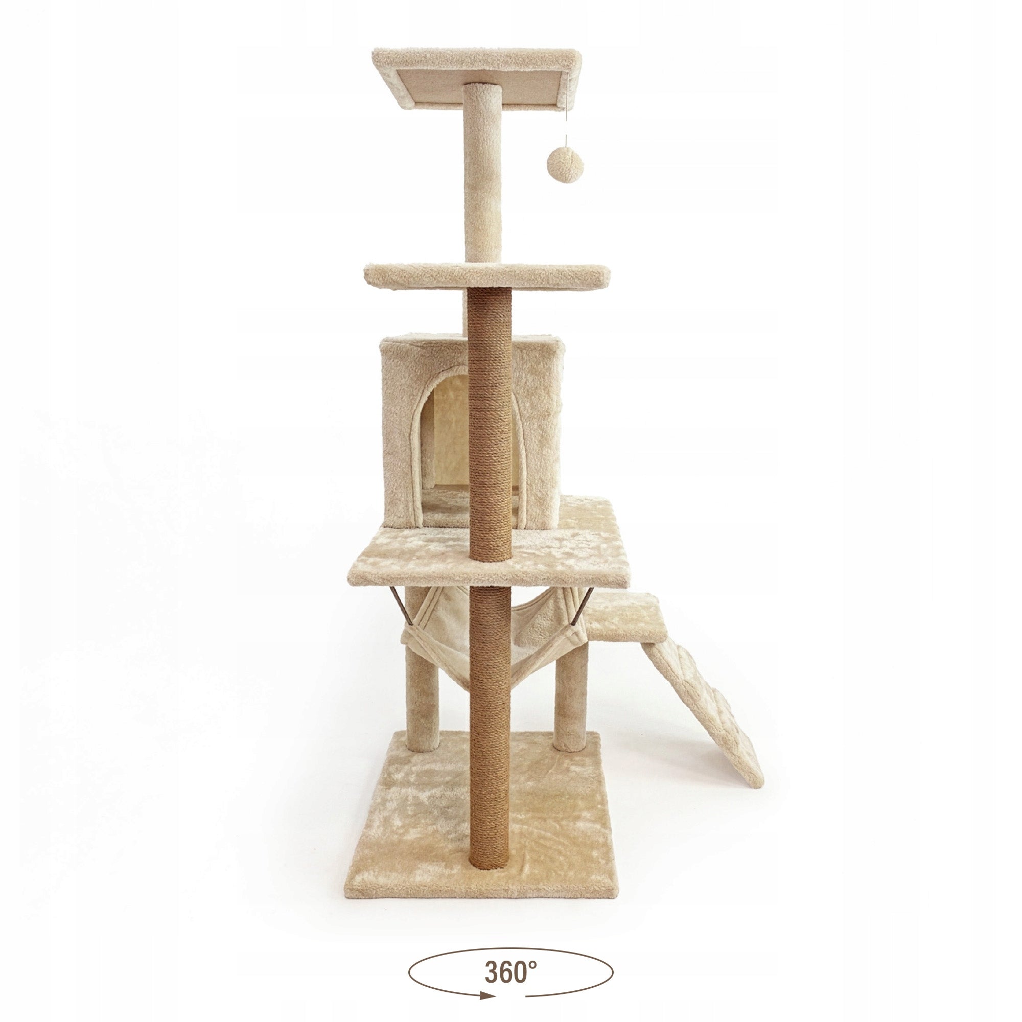 Cat scratcher 6 levels high house bed with toy Mersjo - 125cm Kind tall scratching post bed scratching post scratching tower