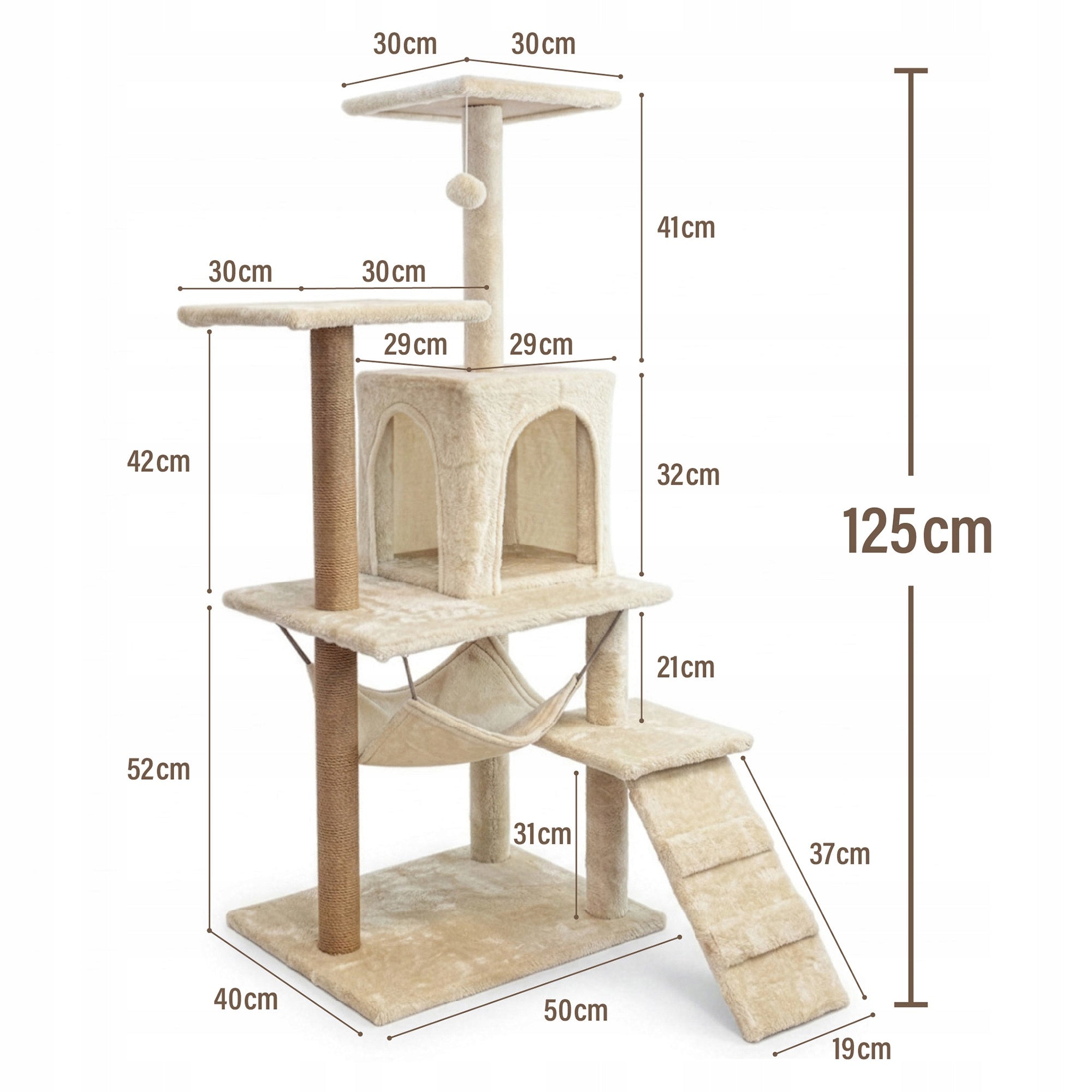 Cat scratcher 6 levels high house bed with toy Mersjo - 125cm Packaging status original