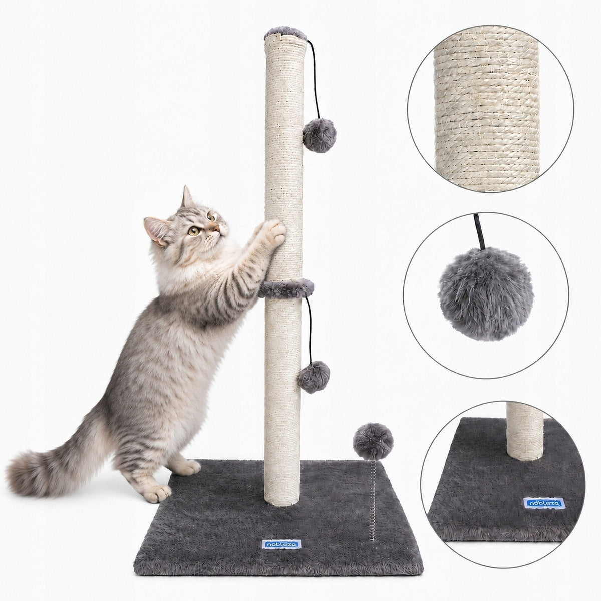 Cat scratcher 80cm sisal post toy ball stable base