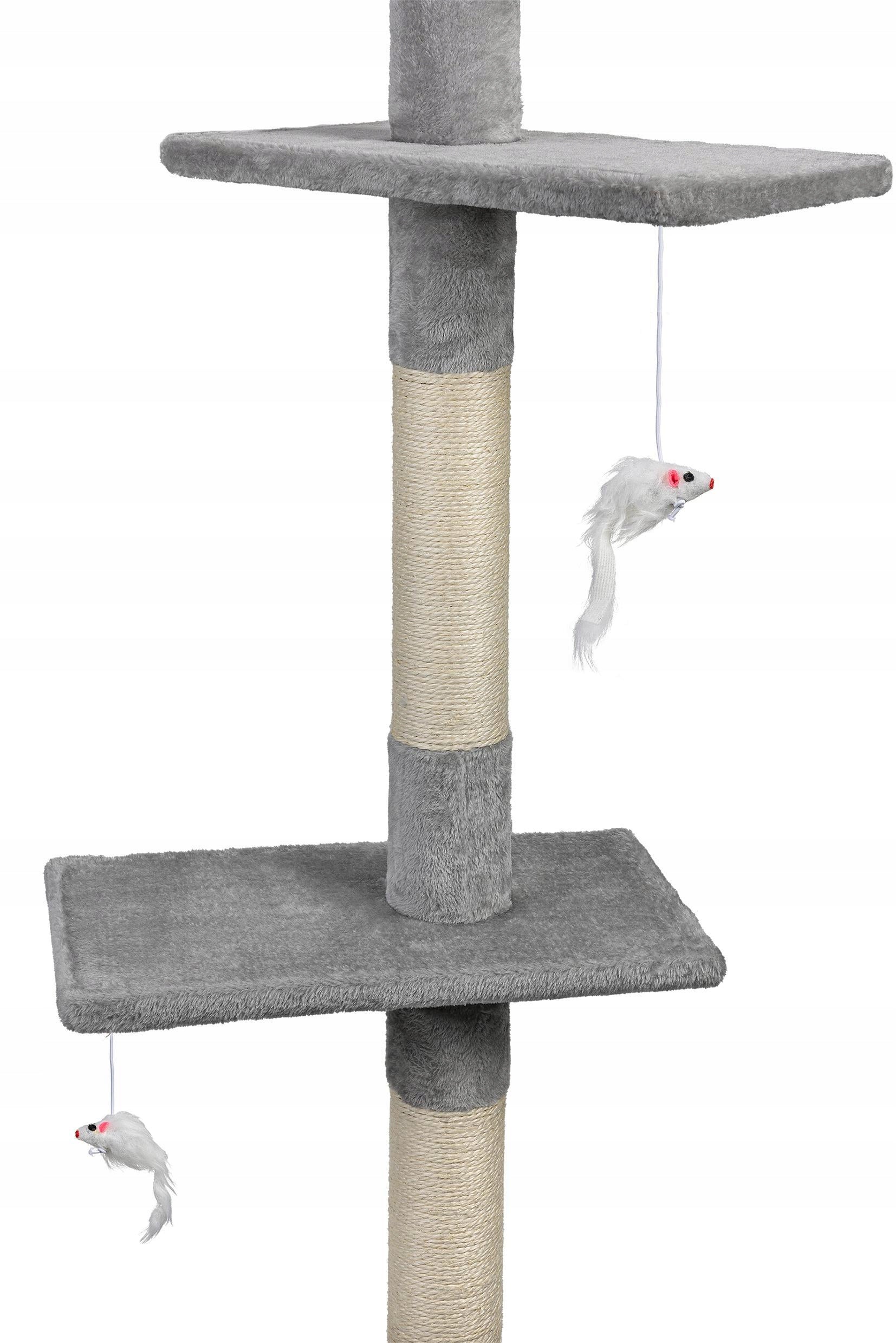 Cat scratcher bed tree post tower 220-285x44x25 cm light grey Number of levels 3