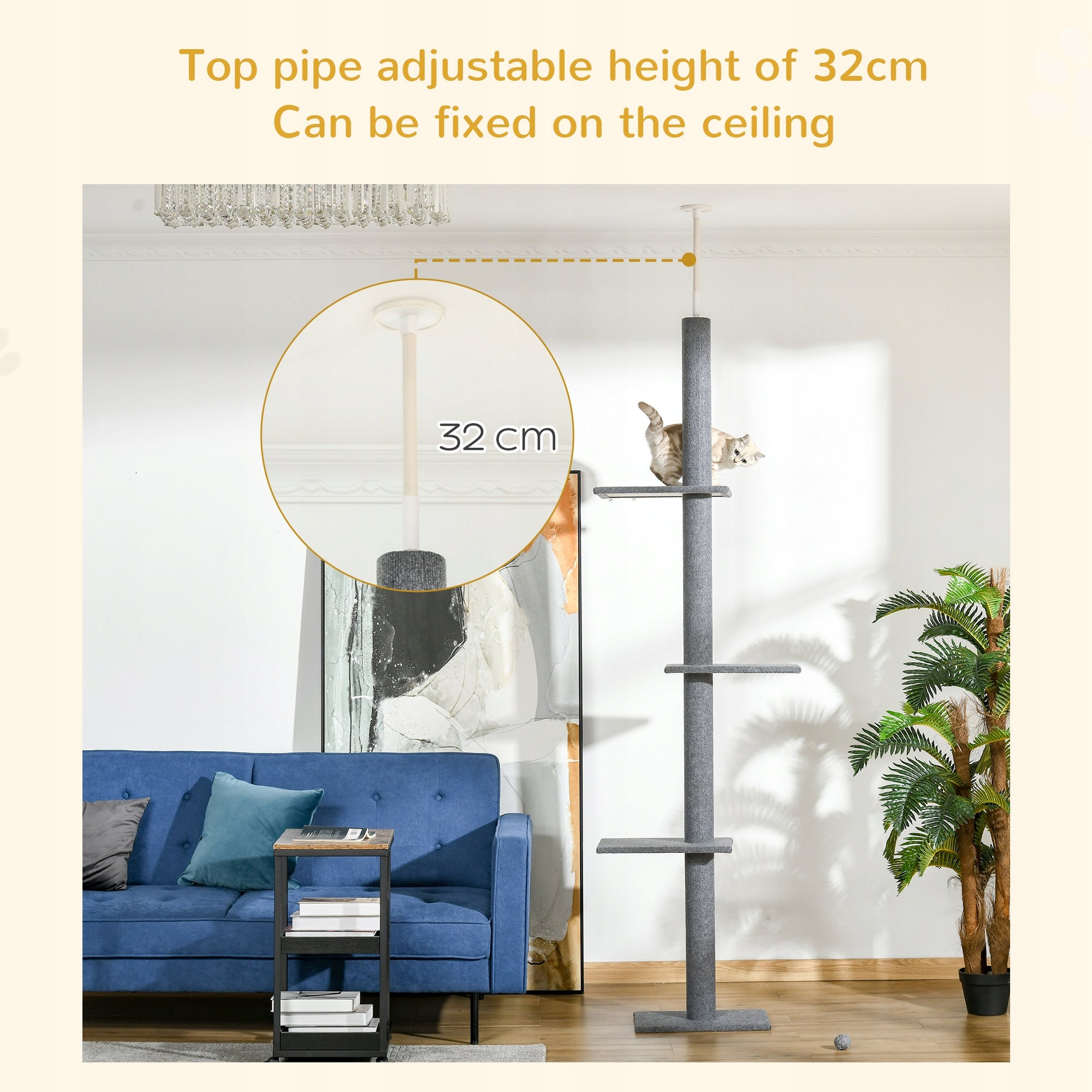 Cat scratcher, climbing tree, height adjustable, 43x27x228-260cm Brand PawHut
