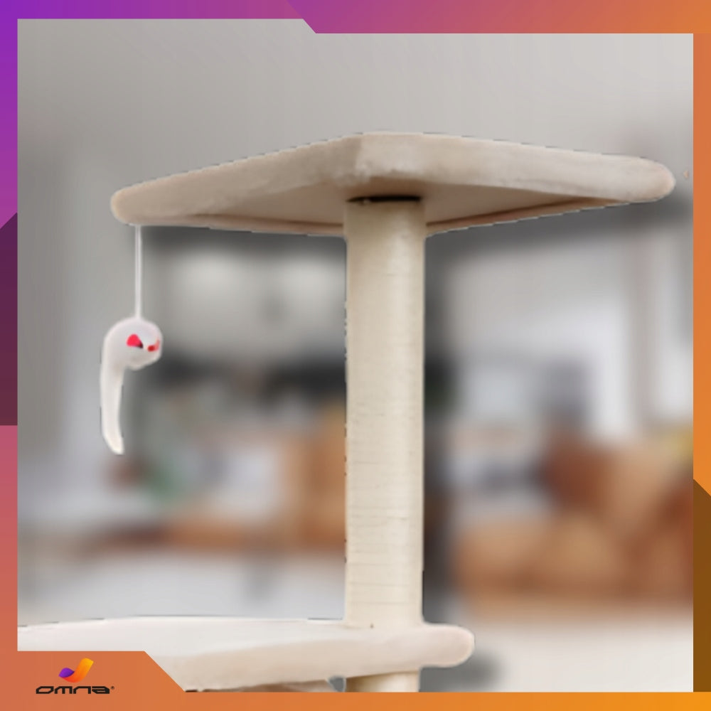 Cat scratcher large tall tree house booth bed post mouse roller Color beige