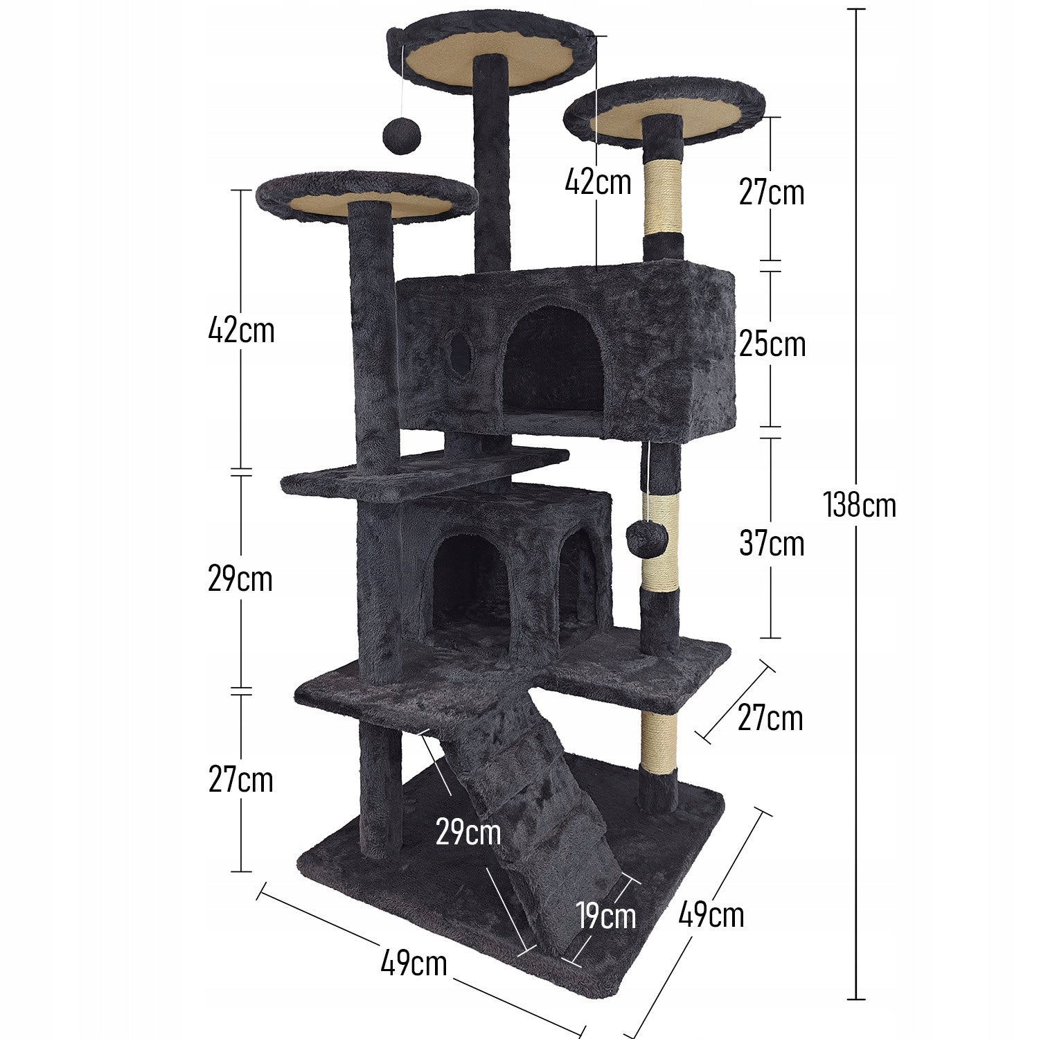 Cat scratcher, stable, high, 7 levels, dark grey bed 138cm Kind tall scratching post bed scratching post scratching tower