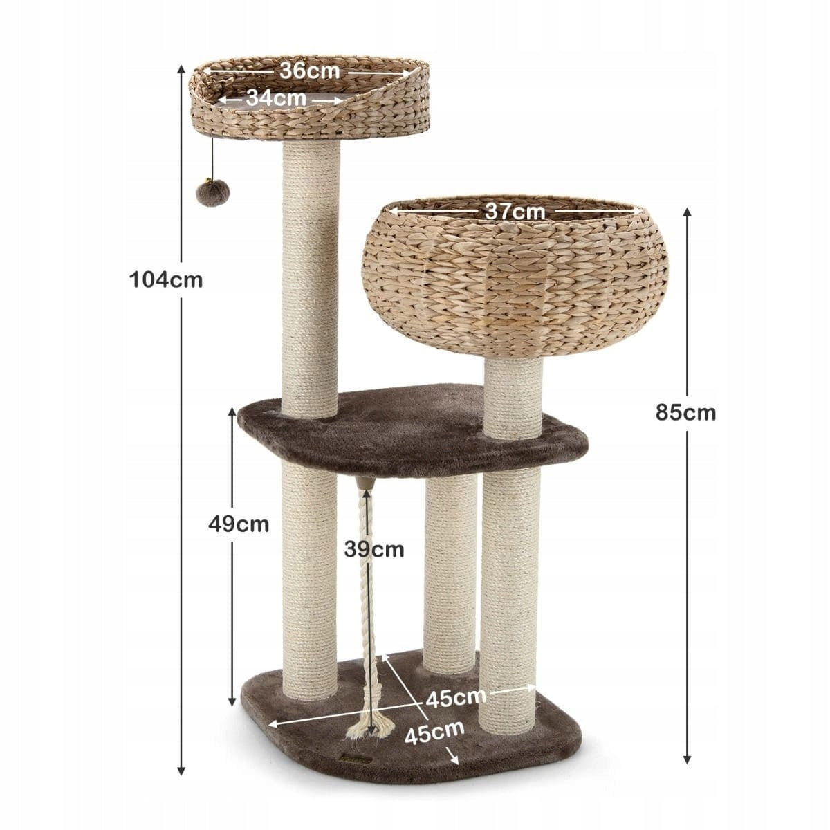 Cat scratcher with woven basket and bed, 103,5 cm Manufacturer code PV10183BE