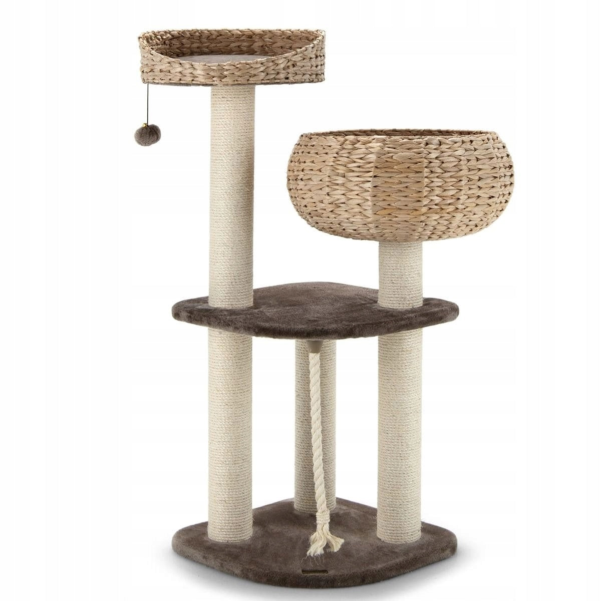 Cat scratcher with woven basket and bed, 103,5 cm