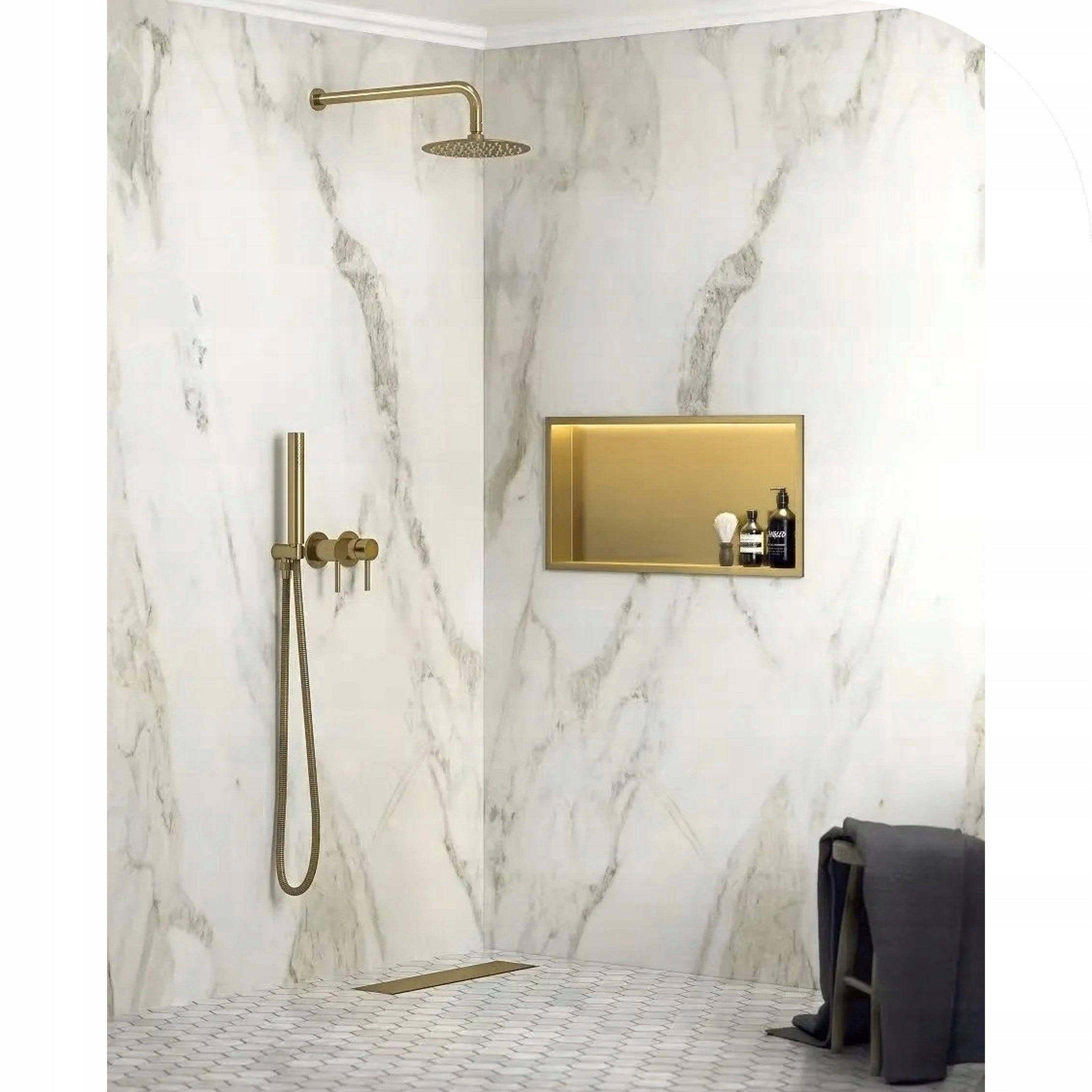 Cavity Shelf Rea Gold LED 60x30x10cm Stainless Steel Built-in Shower Brand Rea