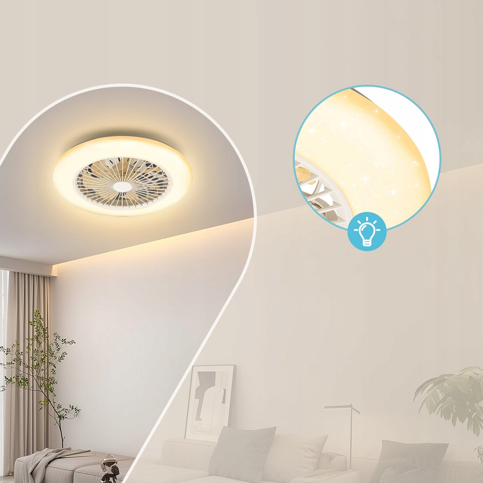 Ceiling Fan LED Lamp Aigostar with Remote Control White 58W 6500K Fan type ceiling