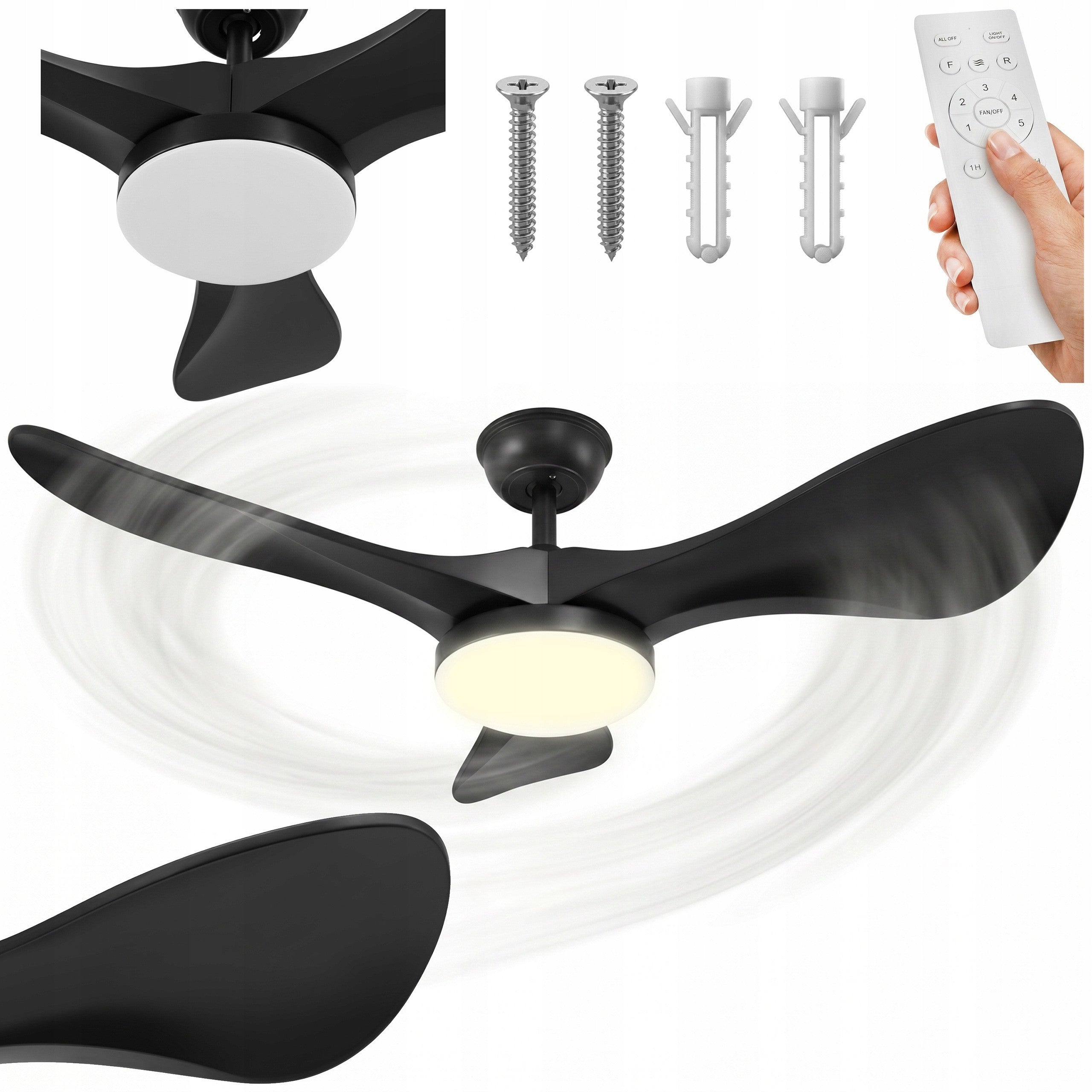 Ceiling Fan with LED Lamp 6 Speed Quiet Fan 106cm PILOT QUIET
