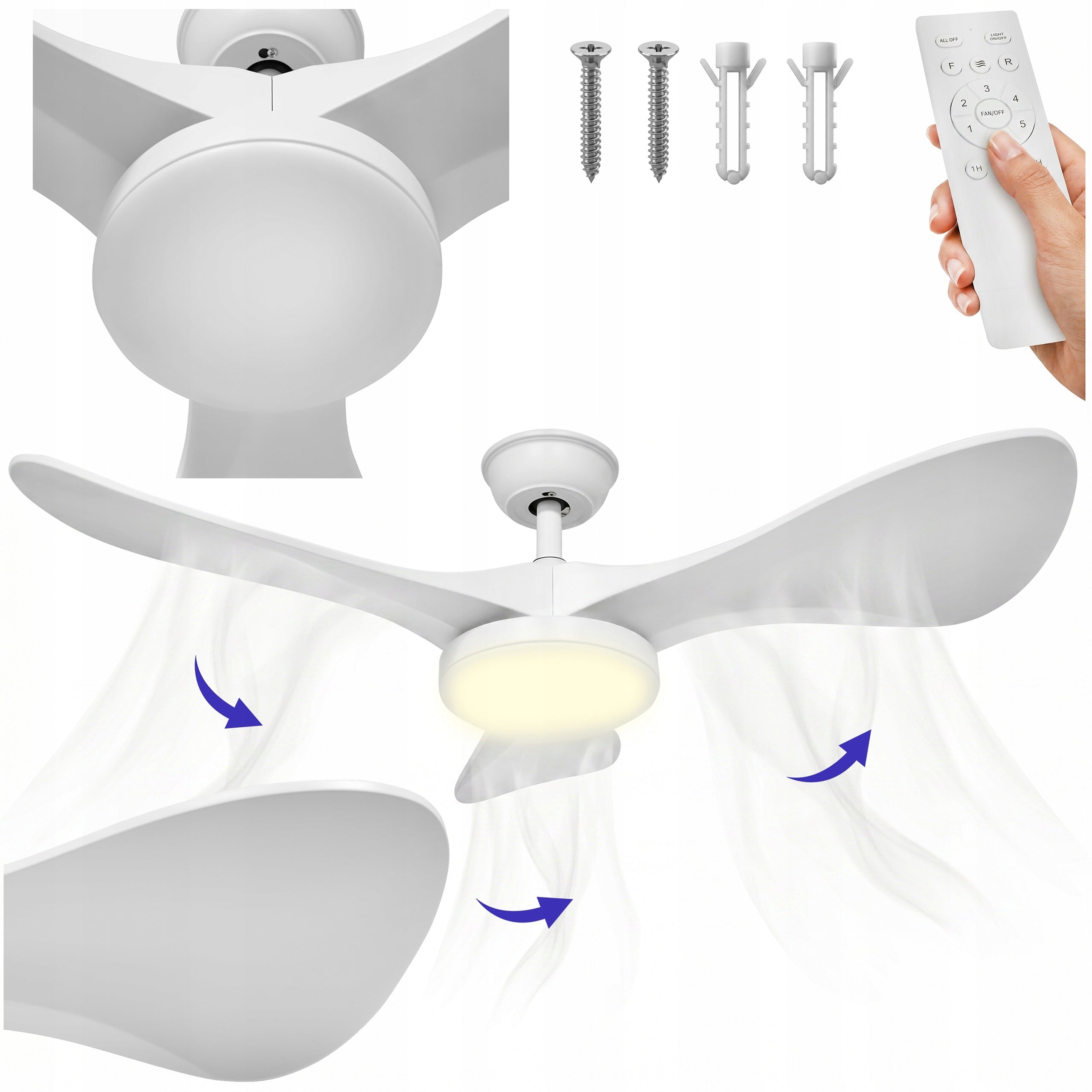 Ceiling Fan with LED Lamp 6 Speed Quiet Fan 106cm PILOT QUIET