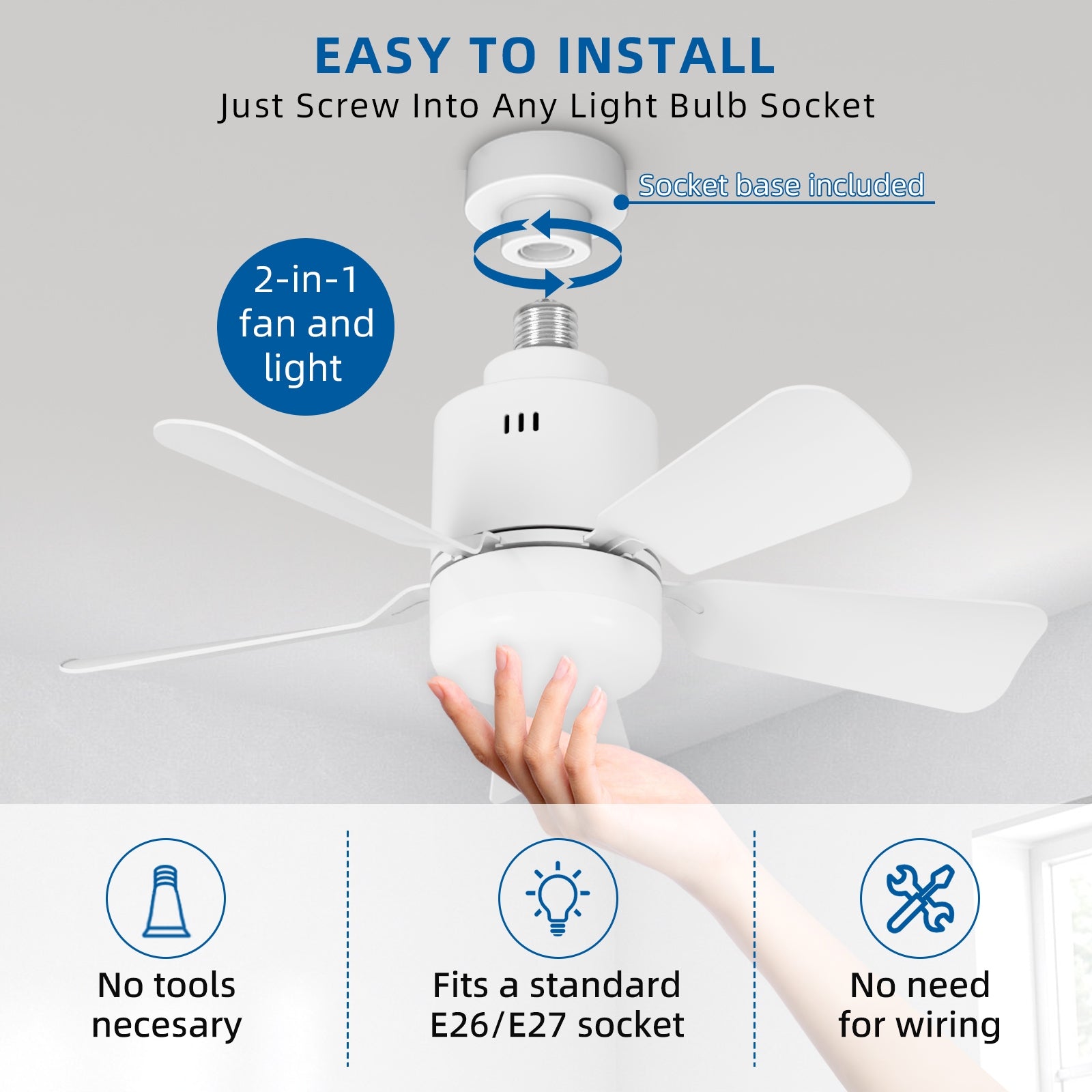 Ceiling Fan with LED Lamp E27 Remote Control Silent Chandelier for Kitchen Bedroom Brand no brand