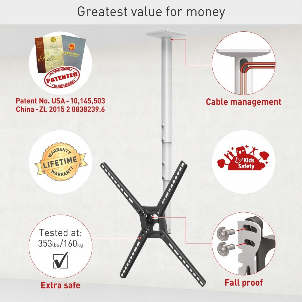 Ceiling Hanger Holder for TV 13"-65" Rotary Adjustable Barkan Manufacturer code 3500.W