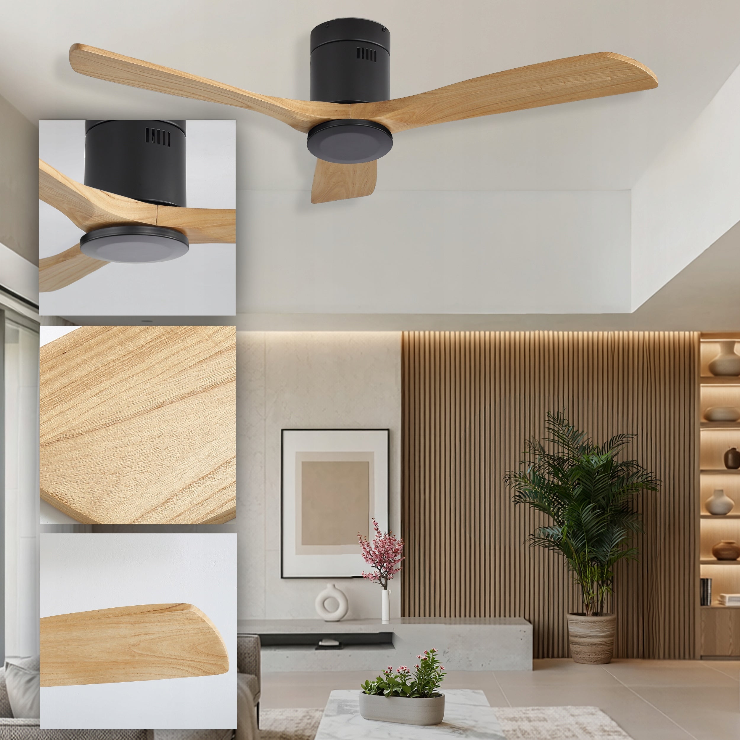 Ceiling fan EBERG DRIX 133cm WOODEN blades quiet fan + remote control Packaging status original