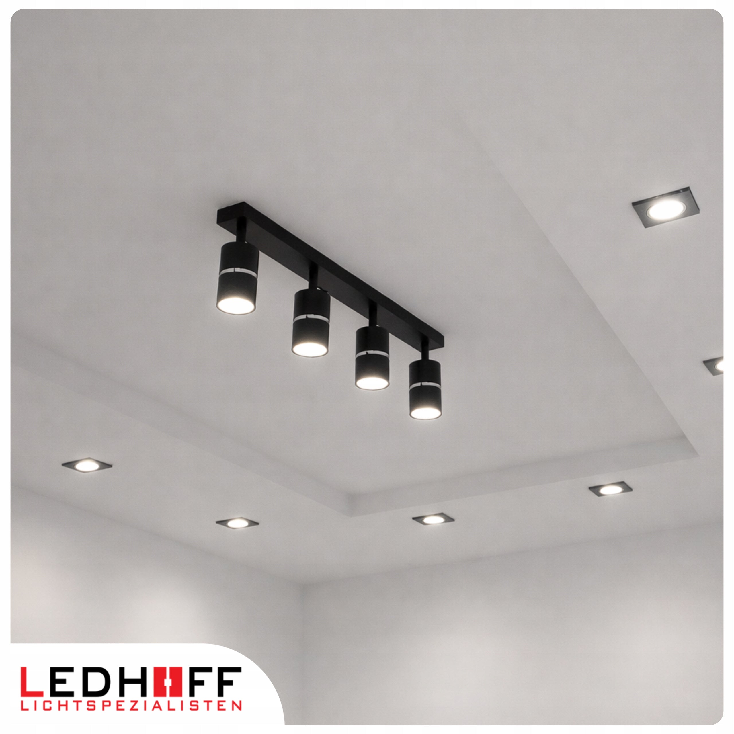Ceiling lamp LED rail SPOT halogen fixture 4x GU10 TUBE BLACK silver Packaging status original