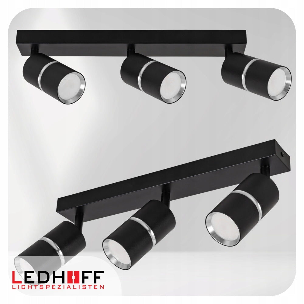 Ceiling lamp LED wall lamp SPOT fixture STRIP 3x GU10 TUBE BLACK silver Packaging status original