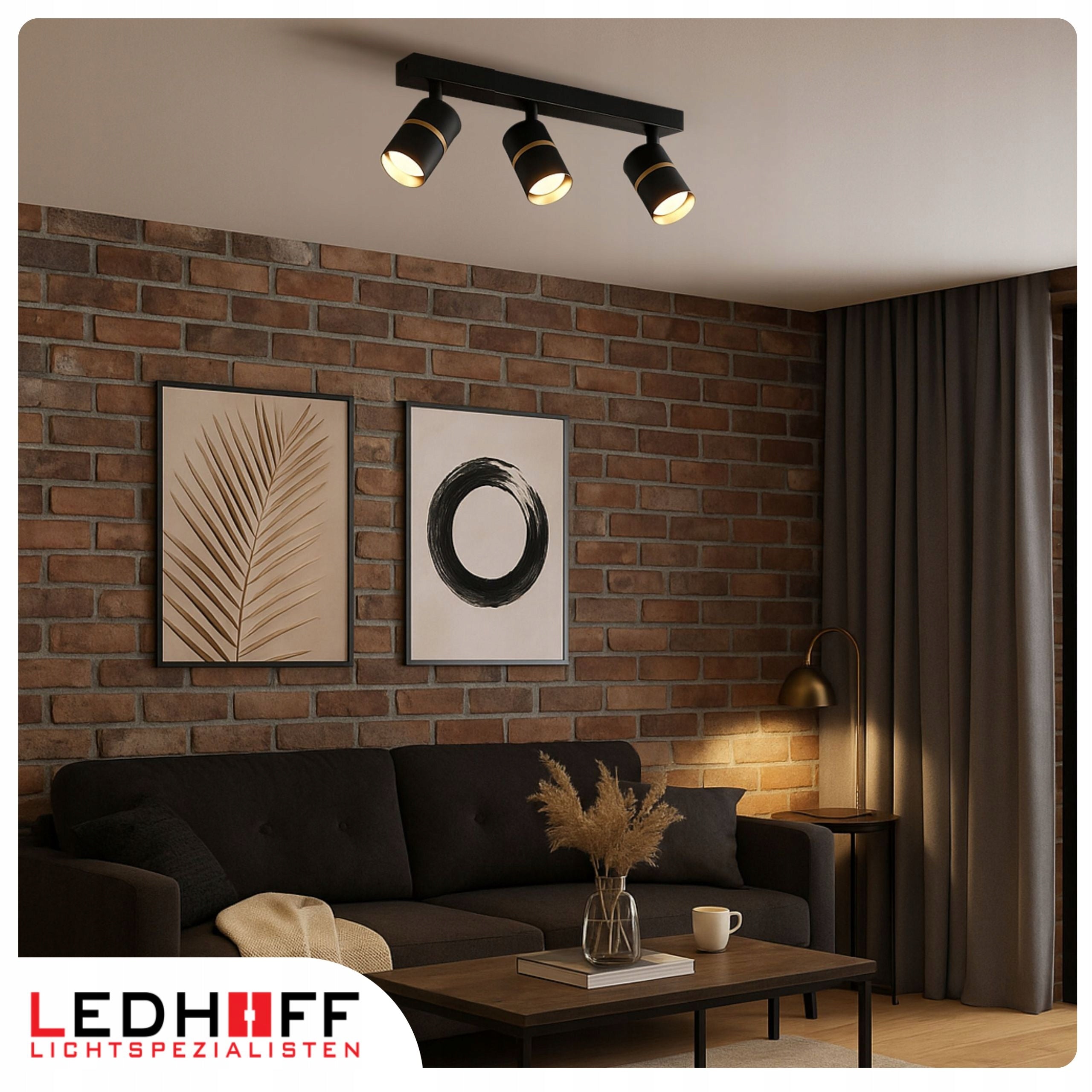 Ceiling lamp LED wall lamp SPOT luminaire STRIP 3x GU10 TUBE BLACK gold Manufacturer code LUMIO-503-BG