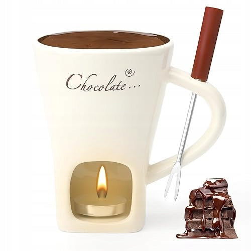 Ceramic Chocolate fondue set 130ml with forks