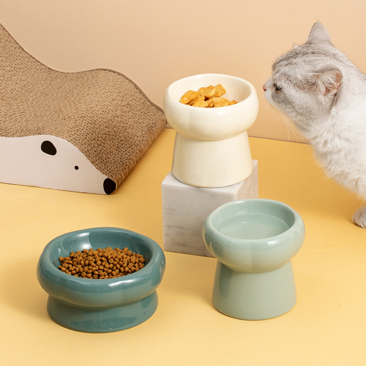 Ceramic Design Cat Dog Bowl Elevated Dark Green 180ml Manufacturer code Podwyższona ceramiczna miska dla zwierząt
