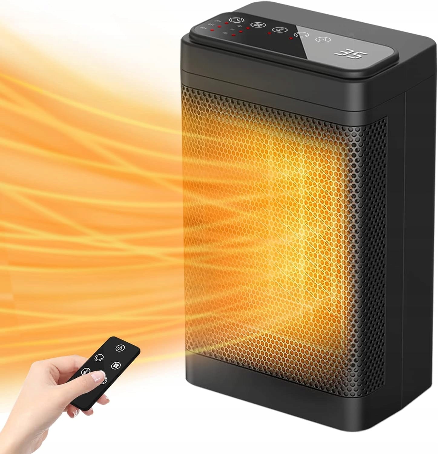Ceramic Electric Heater Fan 1500W Portable Black Packaging status original