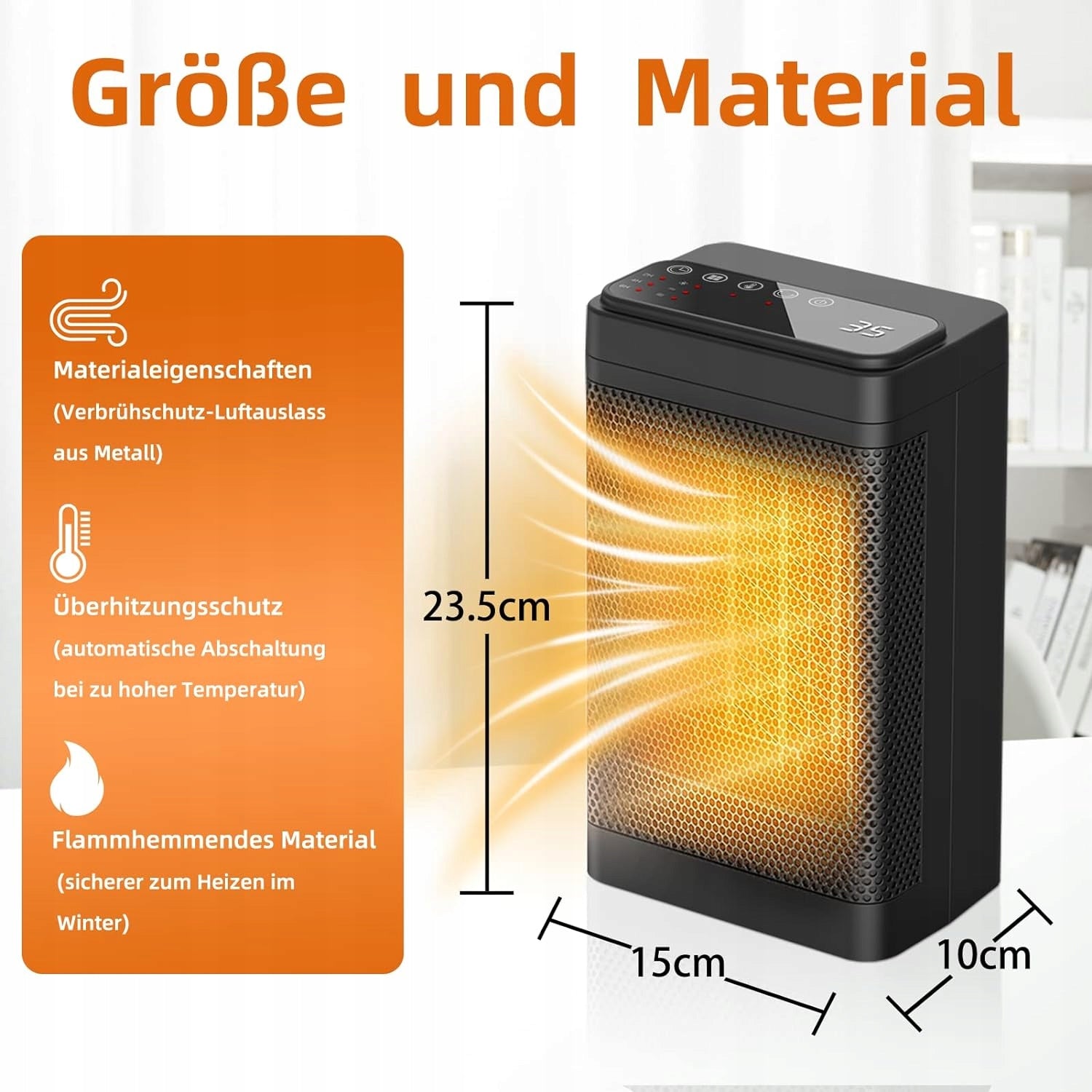 Ceramic Electric Heater Fan 1500W Portable Black