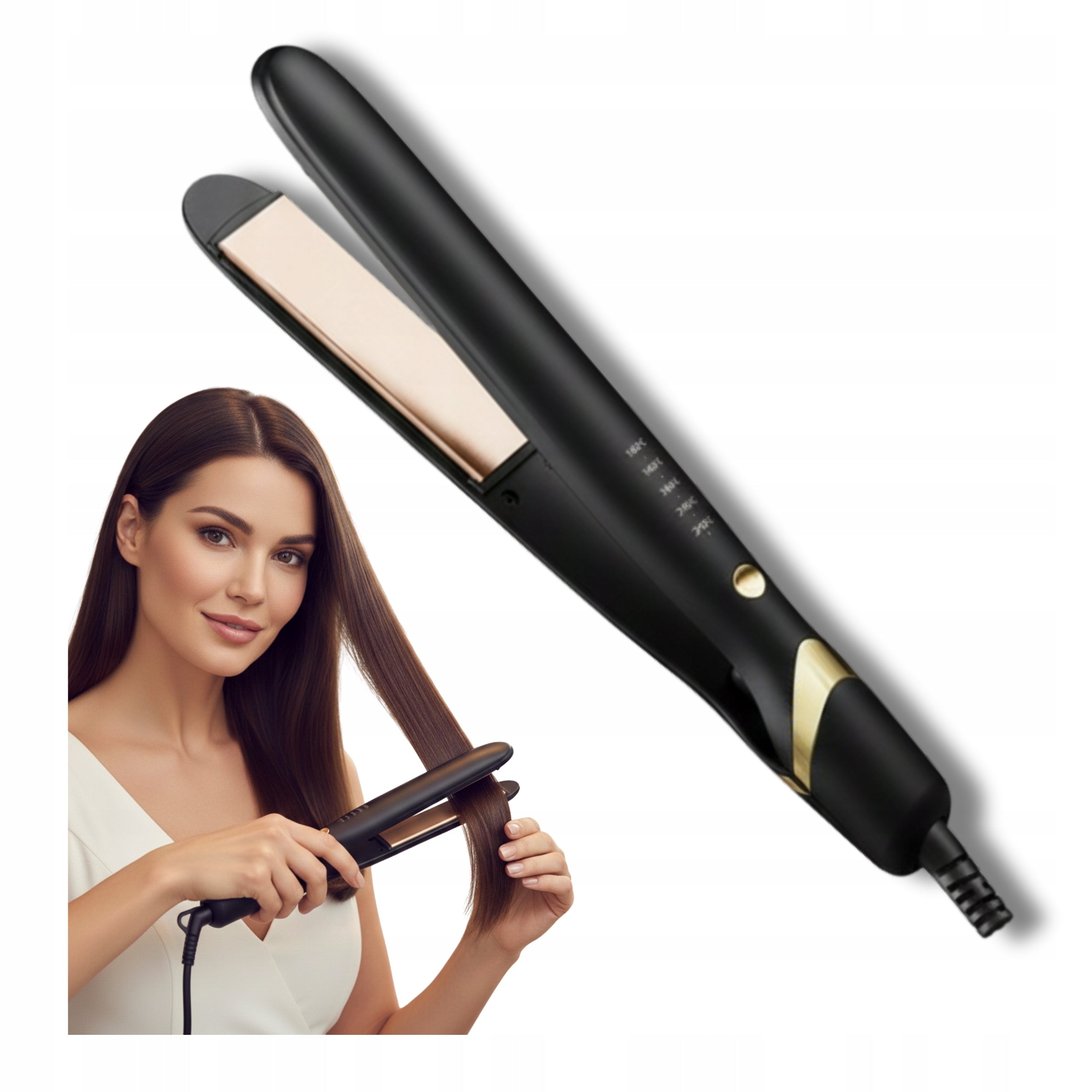 Ceramic Hair Straightener with Temperature Control Ionization Curls