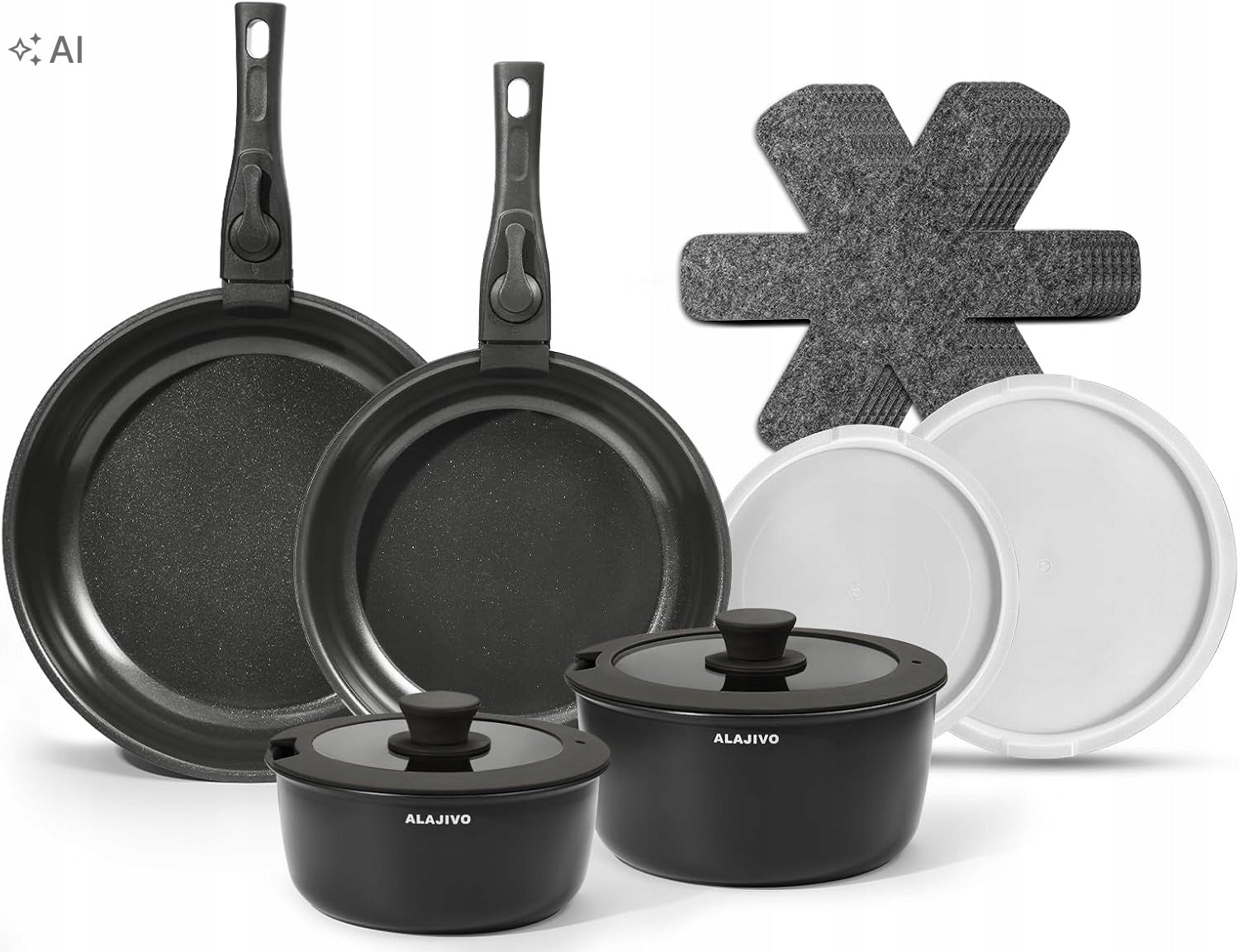 Ceramic Pot Set with Removable Handle, 14-Piece