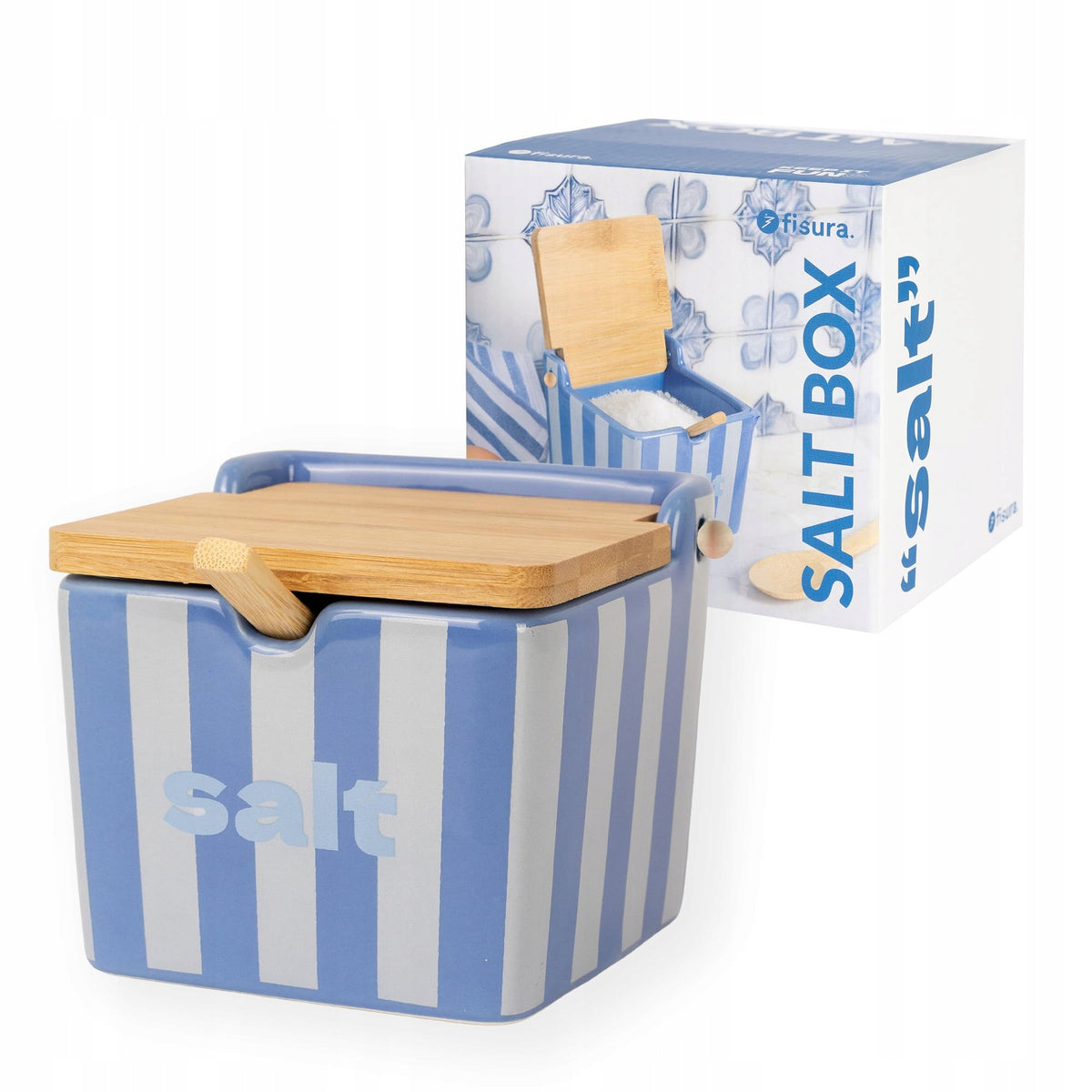 Ceramic Salter 680 Ml With Lid And Square Teaspoon